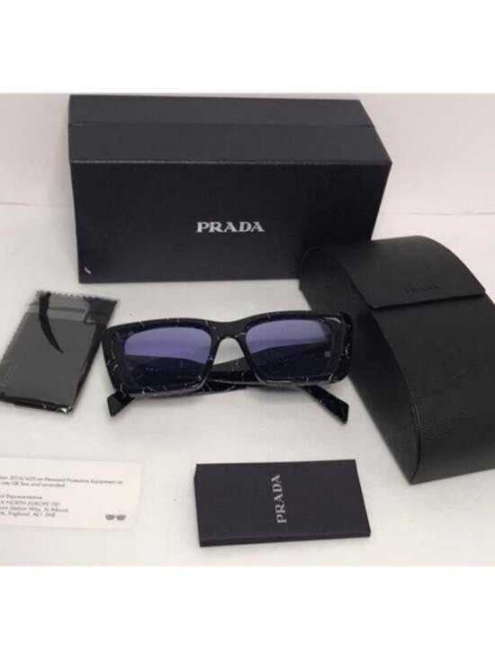 Authentic- New - PRADA Oversized Woman Sunglasses 0PR 08YS Havana Black/White